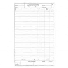 Lista inventariere, format A4, bloc 100 file, tipar vertical, fata verso foto