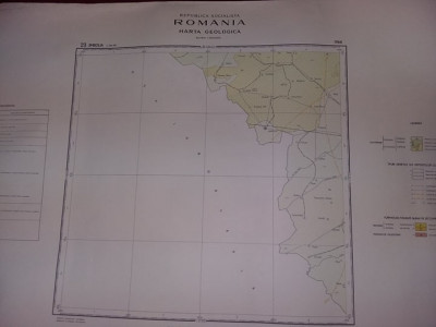 Plansa/harta geologica a republicii socialiste romania,JIMBOLIA 1966,T.GRATUIT foto