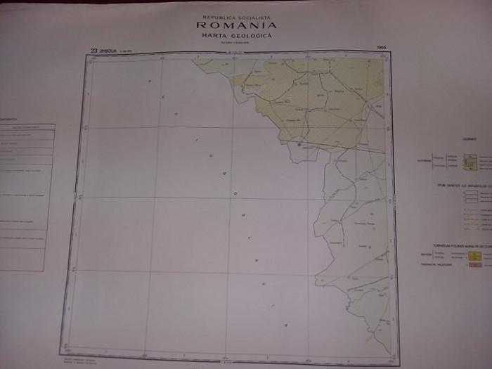 Plansa/harta geologica a republicii socialiste romania,JIMBOLIA 1966,T.GRATUIT