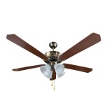 Lustra Hoff Antique cu ventilator, 3 viteze, 4 x E27, cupru antic, clasica