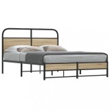 VidaXL Cadru de pat fără saltea 135x190 cm Stejar fumuriu