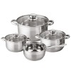 Set 7 Vase Gatit Michelino Inox, Inductie, Argintiu - Cratita, Oale cu Capac (16-24cm), Universal