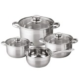 Set vase de gatit Michelino, 7 piese, otel inoxidabil, inductie, argintiu