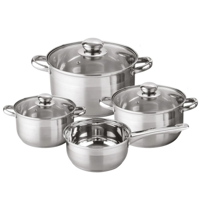 Set vase de gatit Michelino, 7 piese, otel inoxidabil, inductie, argintiu