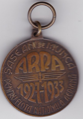 Medalie 6 ani de Munca pentru Flota Aeriana ARPA 1927-1933 Carol II foto