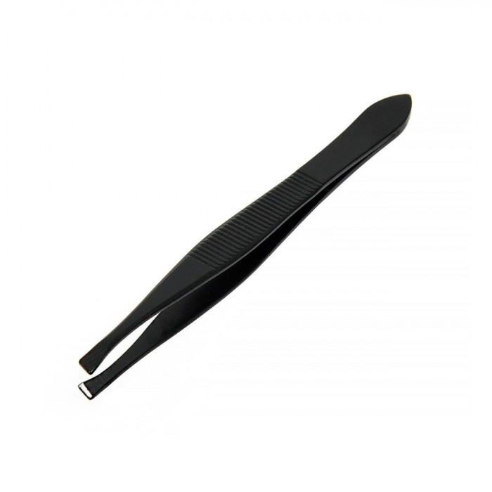 Pensetă Spr&acirc;ncene Inox, V&acirc;rf Oblic, 9 cm, Neagră