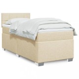 Cumpara ieftin Pat box spring cu saltea, crem, 100x200 cm, textil