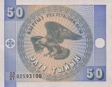 KYRGYZSTAN █ bancnota █ 50 Tyiyn █ 1993 █ P-3 █ UNC █ necirculata