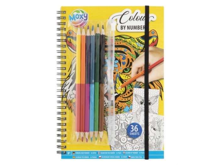Set creativ, Coloreaza pe numere, A4, 36 pag, 6 creioane duble, Moxy