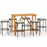 Set mobilier de bar de gradină cu perne , 7 piese , maro, vidaXL