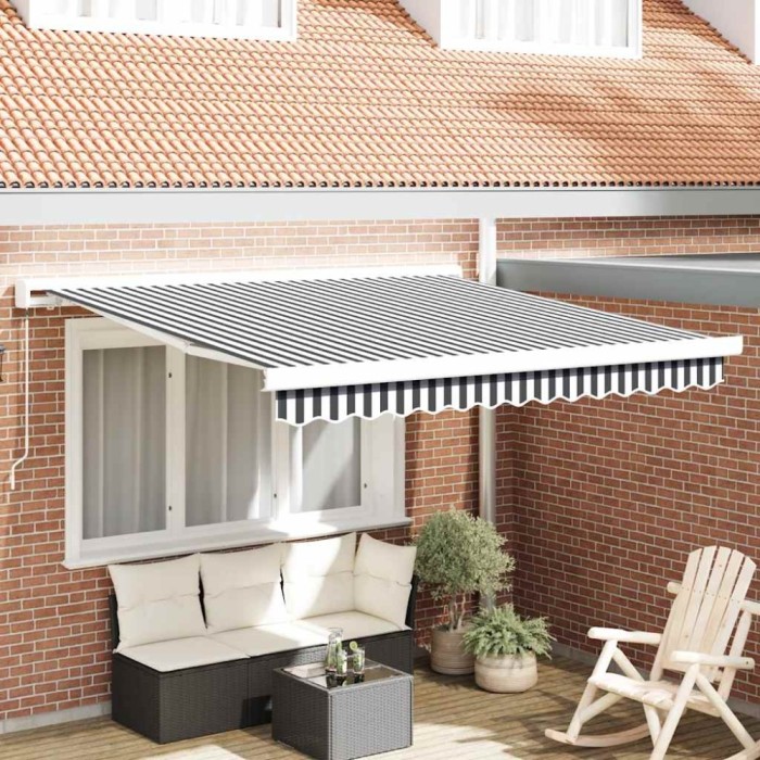 Copertină retractabilă antracit/alb, 3x2,5 m, textil/aluminiu
