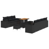vidaXL Set de canapele pentru grădină 10 pcs Negru Poli Rattan 3363919
