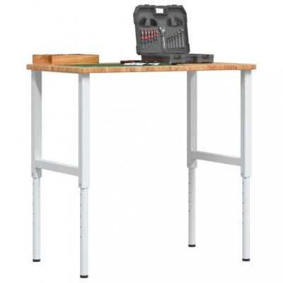 Banc lucru maro 100x60x(71,5-98)cm lemn masiv stejar dreptunghi foto