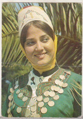bnk cp Albania - Femeie in costum popular - uzata foto