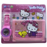 Ceas electronic cu portofel - Hello Kitty