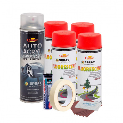 Kit complet reparatie si vopsire jante culoare Rosu Fluorescent, V4 foto