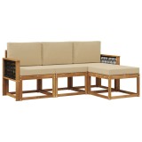 vidaXL Set de canapele de exterior cu pernă 4 pcs natural 3385114