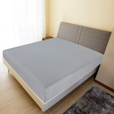 Cearsaf de pat cu elastic, 2 buc., gri, 140x200 cm, bumbac GartenMobel Dekor foto