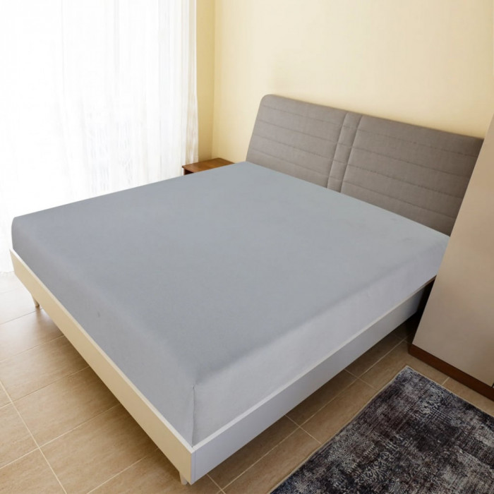 Cearsaf de pat cu elastic, 2 buc., gri, 140x200 cm, bumbac GartenMobel Dekor