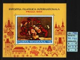 Timbre Rom&acirc;nia, 1988 | Expo Praga 88 - Mi. Bl. 246 - Flori, pictura | MNH | aph