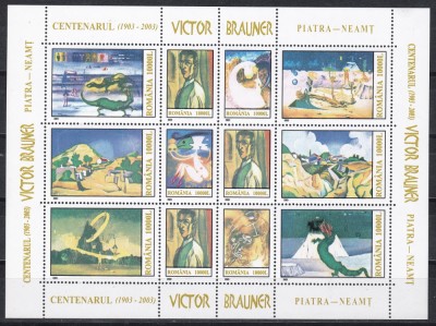Romania 2003, LP.1613 -Centenarul Victor Brauner, bloc de 12, MNH foto