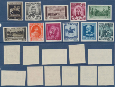 1939 Centenar Carol I lot 11 timbre nedantelate MNH foto
