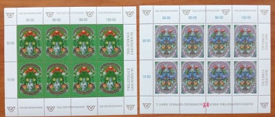 AUSTRIA -&amp;#039;&amp;#039;ZIUA TIMBRULUI-1995&amp;#039;&amp;#039; 2COLITE de 8val fiecare-rarr!!-MNH -NESTAMP foto