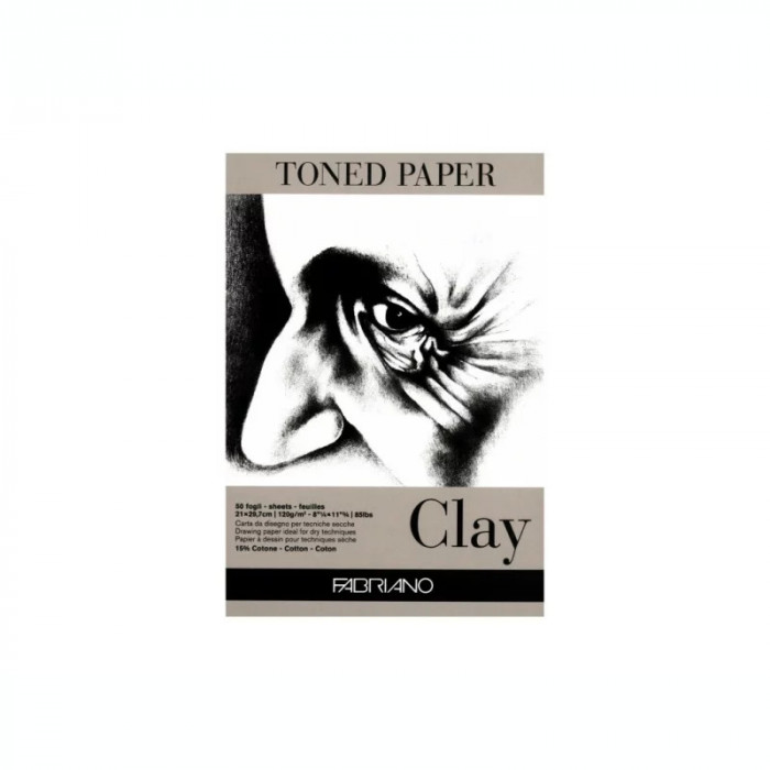 Bloc desen Toned Paper Clay A4 120g 50 file fără spirală Fabriano
