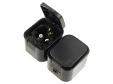 Conector alimentare AC 2P+PE 250VAC 16A gri pentru perete - Abex