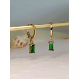 Cumpara ieftin Cercei Rotunzi cu Stras Verde, 2.7x0.9cm - 99323