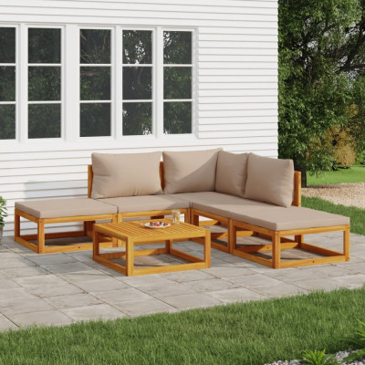 vidaXL Set mobilier de grădină cu perne gri taupe, 6 piese, lemn masiv foto