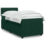 vidaXL Pat continental cu saltea, verde &icirc;nchis, 80x200 cm, catifea 3289899
