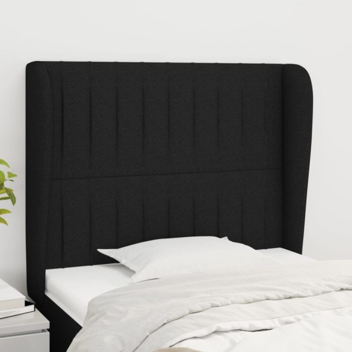 vidaXL Tăblie de pat cu aripioare, negru, 83x23x118/128 cm, textil 3118170