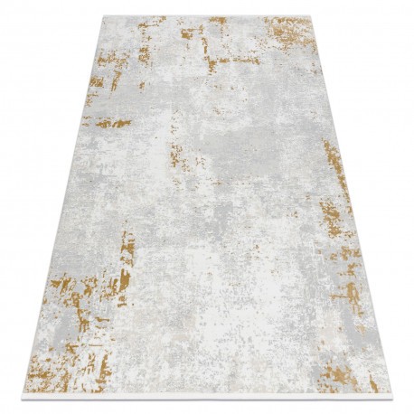 Covor modern DUKE 51378 crem / auriu - Beton, piatră structurat, foarte moale, franjuri, 160x220 cm
