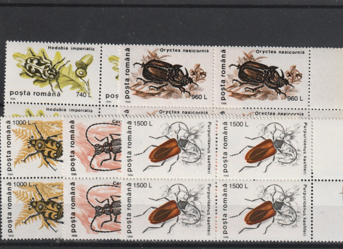 Romania ,uzuale insecte I ,Bloc de 4 , nr lista 1404.