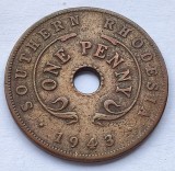 315. Moneda Rhodesia de Sud 1 penny 1943