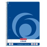 Caiet cu spirala A4, 80 file, dictando, colturi rotunjite, 70g mp,Herlitz X.Book Collegeblock
