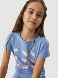 Tricou din bumbac organic pentru fete - denim