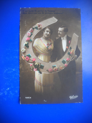 HOPCT 95829 ANUL 1917 POTCOAVA -CUPLU-ROMANTICA-FELICITARE FRANTA-FR-CIRCULATA foto
