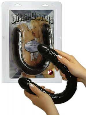 Dildo Dublu Ultra-dong, Negru, 43 cm foto