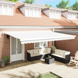 Marchiză Manuală Retractabilă Albă 500x300 cm, Material de &icirc;nlocuire pentru marchiză vidaXL pentru cadru de 5x3 m Alb