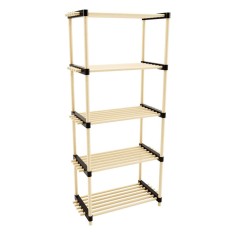 Raft multifunctional cu 5 polite, lemn de pin natur, 56 x 28 x 117 cm