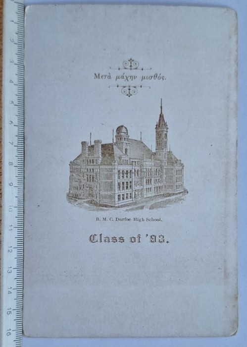 Cabinet card elev &ndash; B.M.C. Durfee High School, Fall River, 1893