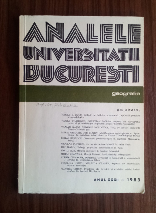 Analele universității București geografie - ANUL 1983