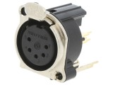 Soclu XLR Mamă 5 Pin Drept cu Buton Argintiu 3A