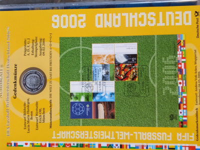 GERMANIA - FDC + MONEDA PROOF - 10 EURO 2006, CAMPIONATUL MONDIAL DE FOTBAL 2006 foto