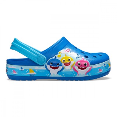 Saboți Crocs Toddler Fun Lab Baby Shark Band Clog Albastru - Bright Cobalt foto