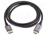 Cablu DisplayPort la HDMI LANBERG 1,8m 4K UHD negru PVC