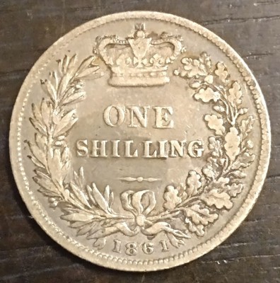 Moneda Regatul Unit - 1 Shilling 1861 - Argint foto