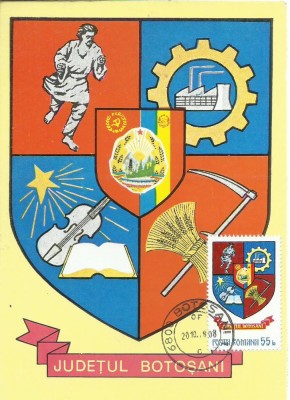 TSV - MAXIMA BOTOSANI - STEMA JUDETULUI HERALDICA `78 STAMPILA 3 foto